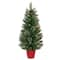 2 Pack 3.5ft. Pre-Lit Faux Cashmere Artificial Potted Christmas Tree, Warm White LED Lights